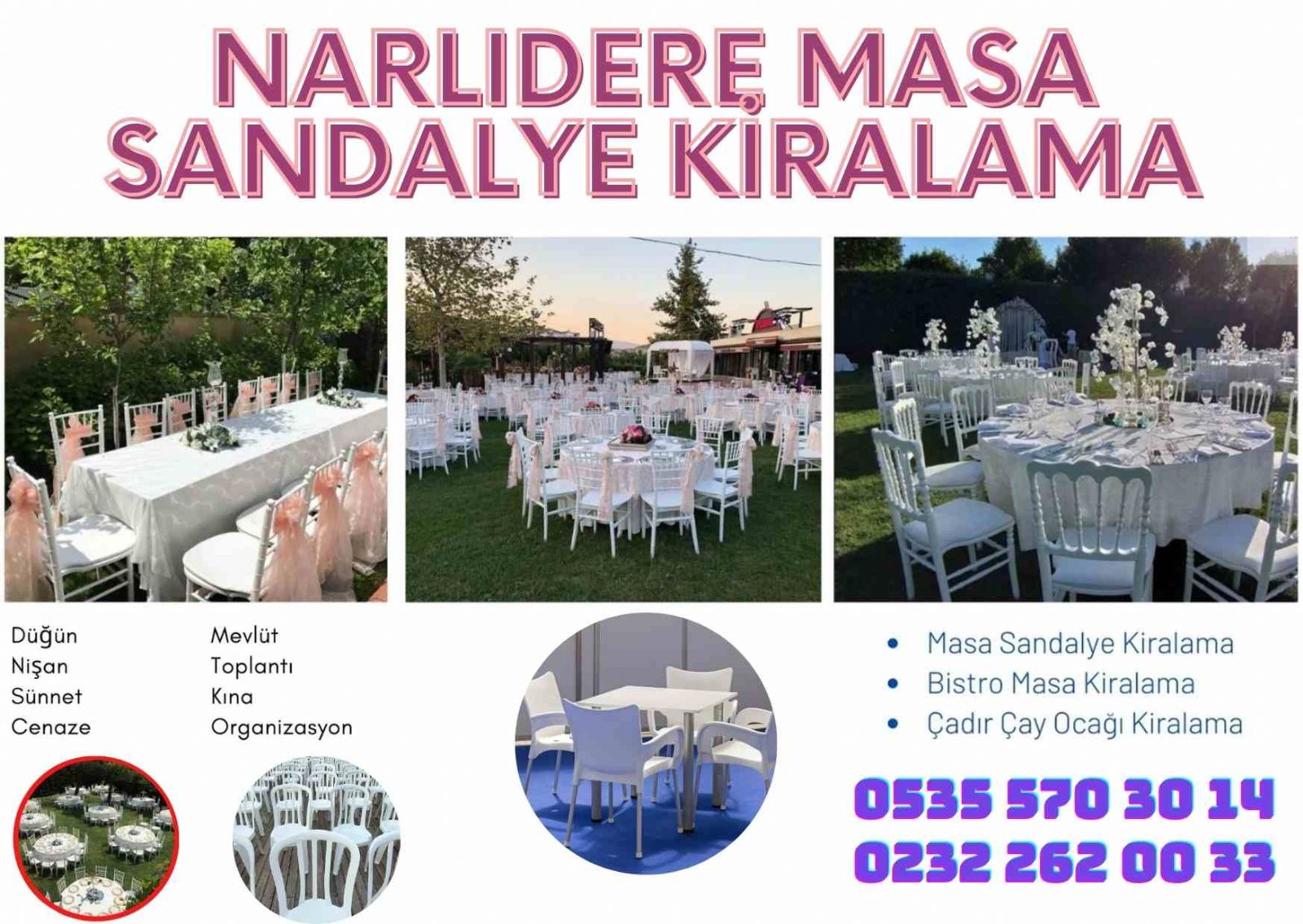 narlıdere masa sandalye kiralama